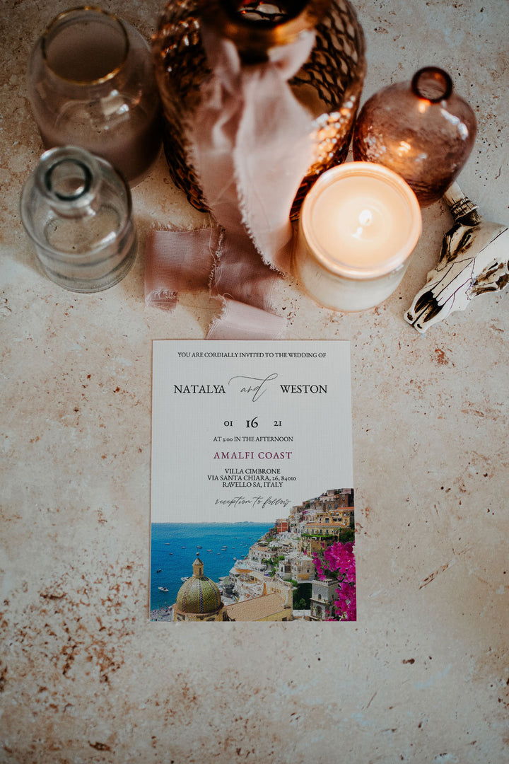 Amalfi Coast Wedding Invitation - Postiano Amalfi Coast Wedding Invitation - Italian Riviera Wedding Invitation - Ravello Italy Invitation