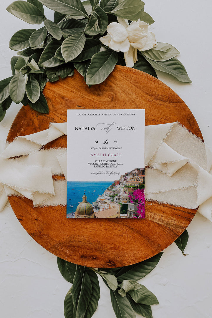 Amalfi Coast Wedding Invitation - Postiano Amalfi Coast Wedding Invitation - Italian Riviera Wedding Invitation - Ravello Italy Invitation