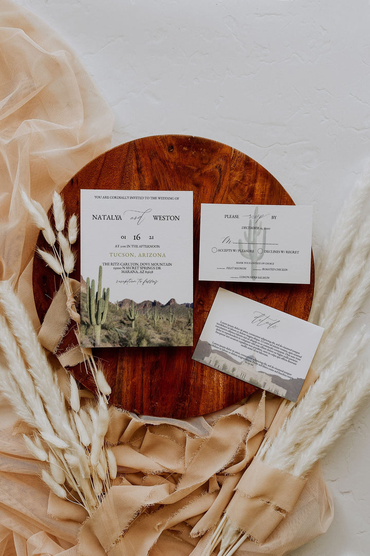 Tucson Arizona Destination Wedding Invitation - Cactus Desert Wedding Invitation - Arizona Elopement Wedding - Tucson Destination Wedding