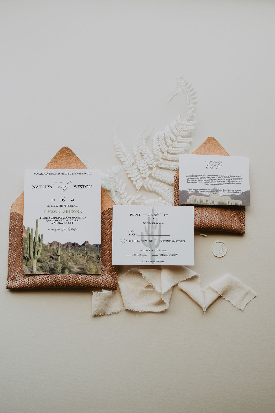 Tucson Arizona Destination Wedding Invitation - Cactus Desert Wedding Invitation - Arizona Elopement Wedding - Tucson Destination Wedding