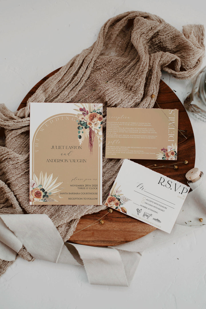 Boho Invitation Suite Mockup - 5x7 & 5x3.5 Invitation Suite Mockup - Baby Shower Invitation Suite Mockup - Wedding Suite Mockup - PSD Files
