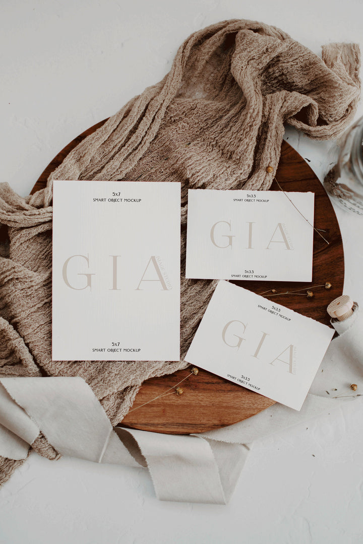 Boho Invitation Suite Mockup - 5x7 & 5x3.5 Invitation Suite Mockup - Baby Shower Invitation Suite Mockup - Wedding Suite Mockup - PSD Files