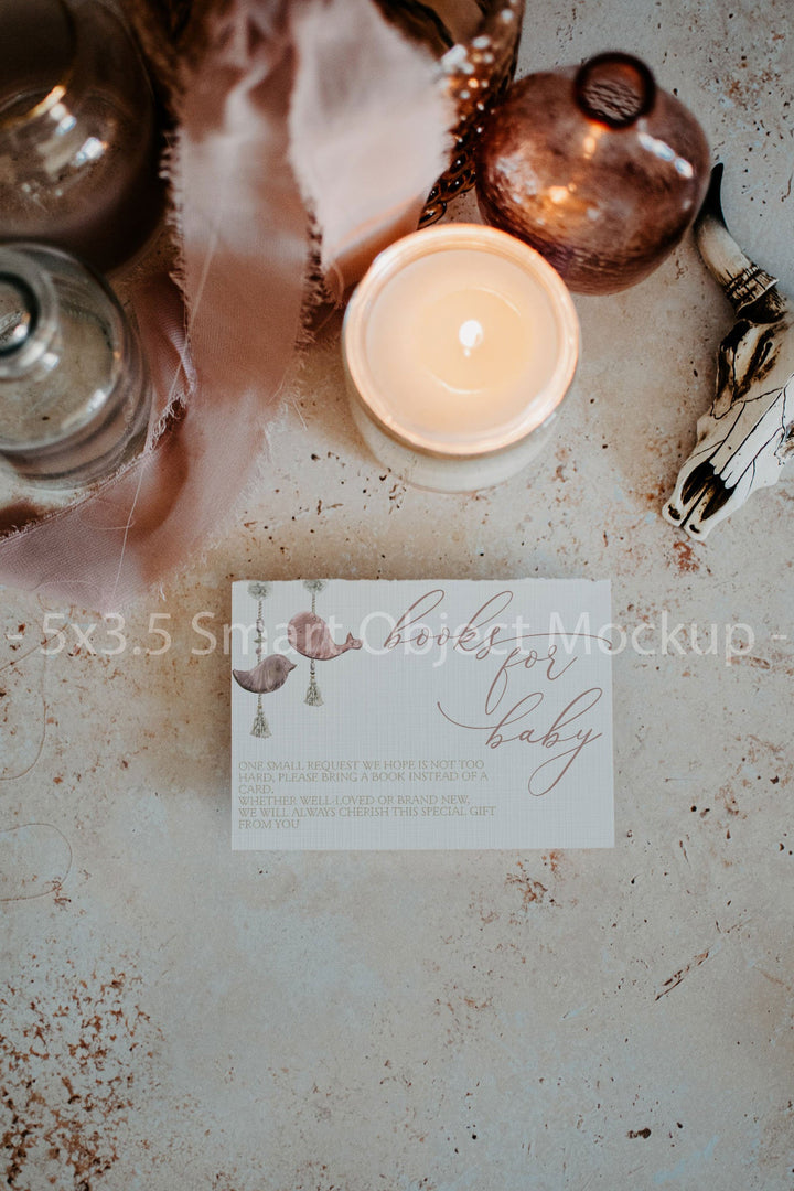 Boho Thank You Card Mockup - RSVP Card Mockup - Invitation Boho Mockup - 5x3.5 Boho Mockup - Insert Card Mockup - Blank Card Mockup - Styled