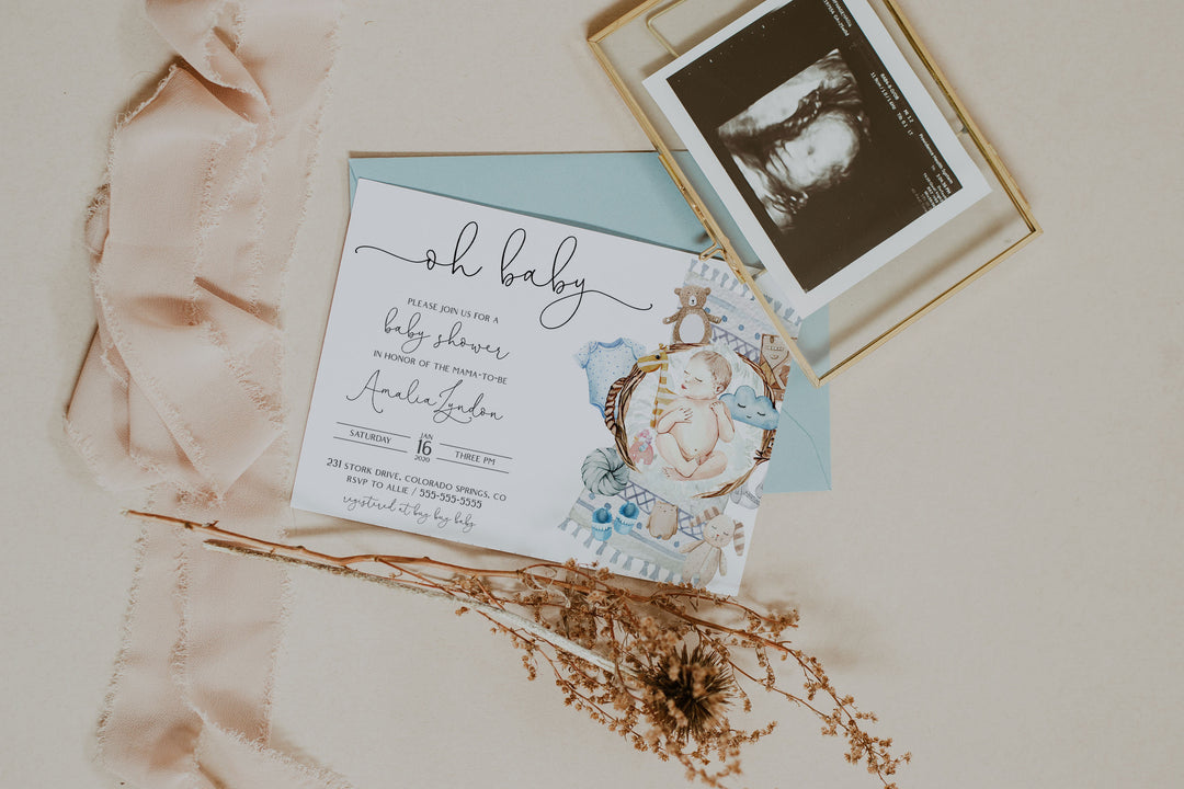 Baby Boy Baby Shower Invitation - Simple Boy Baby Shower Invitation - COVID Baby Shower Invitation - Baby Boy Baby Shower Evite Instant