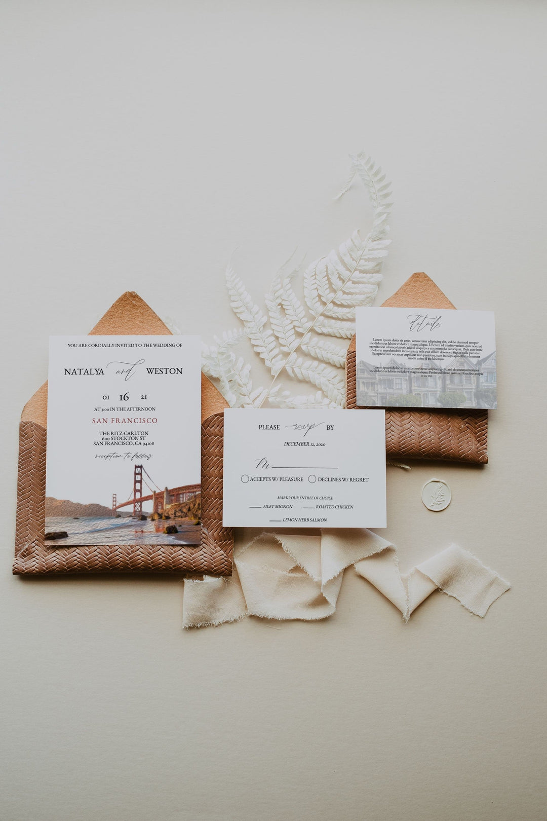 San Francisco Wedding Invitation - Golden Gate Bridge Wedding Invitation - San Francisco Destination Wedding Invitation Suite - Bay Area