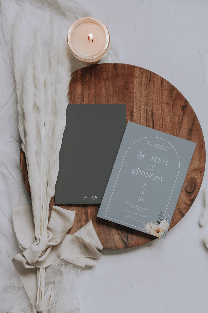 Pampas 5x7 Double Mockup - Double Sided 5x7 Invitation - Boho Double Pampas Invitation Mockup - 5x7 Invitation Smart Object Mockup - 5x7 PSD