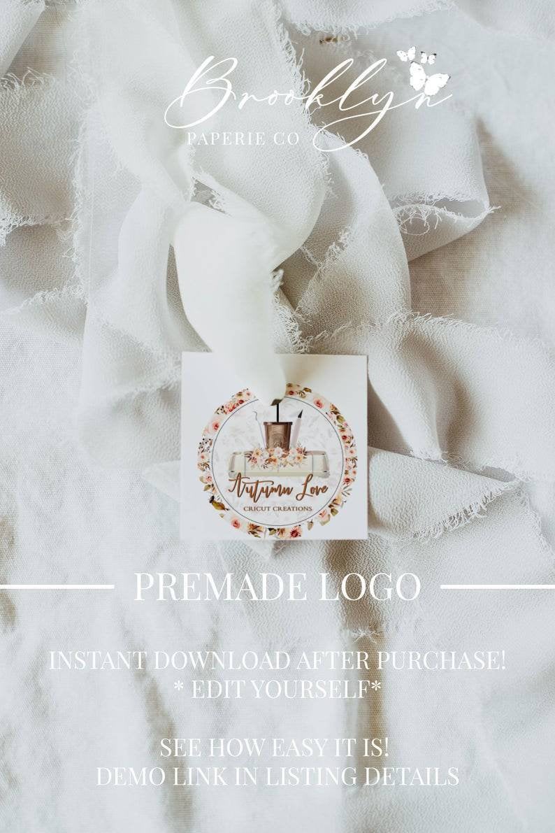 Floral Cricut Crafter Logo - Cricut Crafter Logo - Fall Inspired Crafter Logo - Craft Business Logo Floral - Tumbler Craft Business Logo