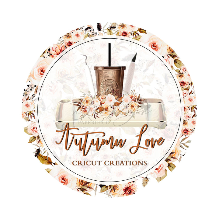 Floral Cricut Crafter Logo - Cricut Crafter Logo - Fall Inspired Crafter Logo - Craft Business Logo Floral - Tumbler Craft Business Logo