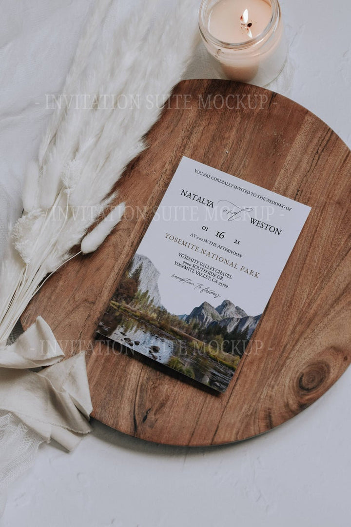 Invitation Mockup - Simple 5x7 Mockup - Pampas Grass Invitation Mockup - Wedding Invitation Mockup - Baby Shower Mockup - Blank Card Mockup
