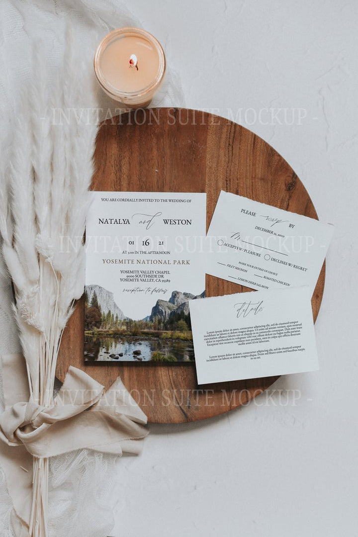 Invitation Suite Mockup - Boho Pampas Grass Mockup - Simple Suite Mockup - Blank Card Mockup - Boho Card Mockup - Trendy Invitation Mockup