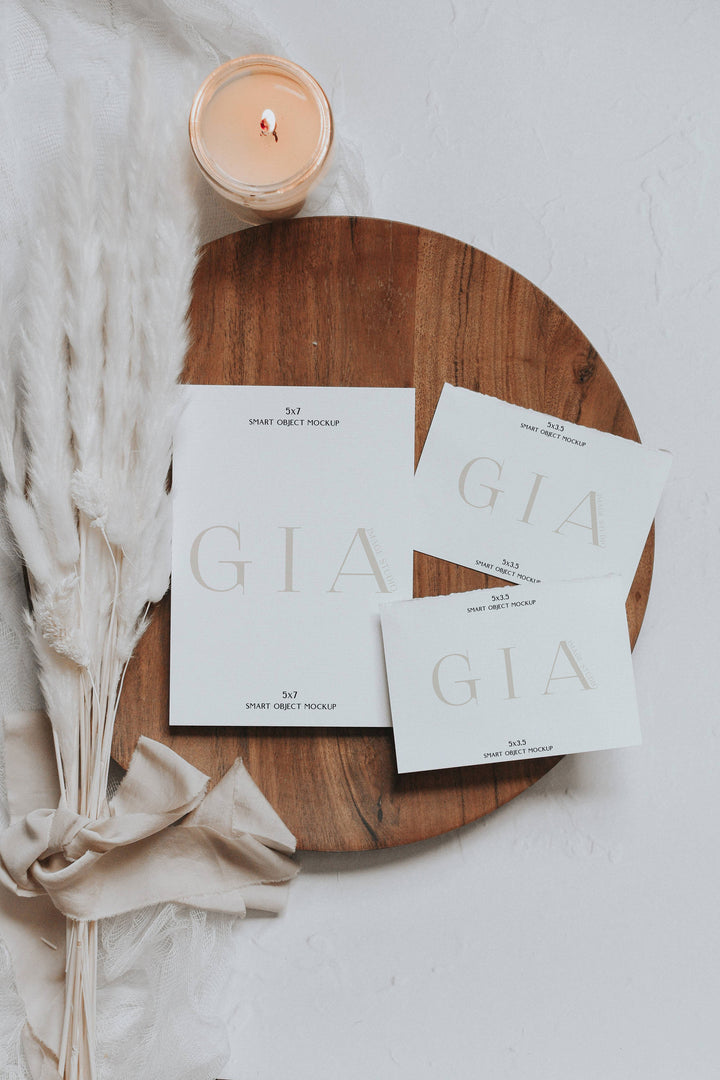Invitation Suite Mockup - Boho Pampas Grass Mockup - Simple Suite Mockup - Blank Card Mockup - Boho Card Mockup - Trendy Invitation Mockup