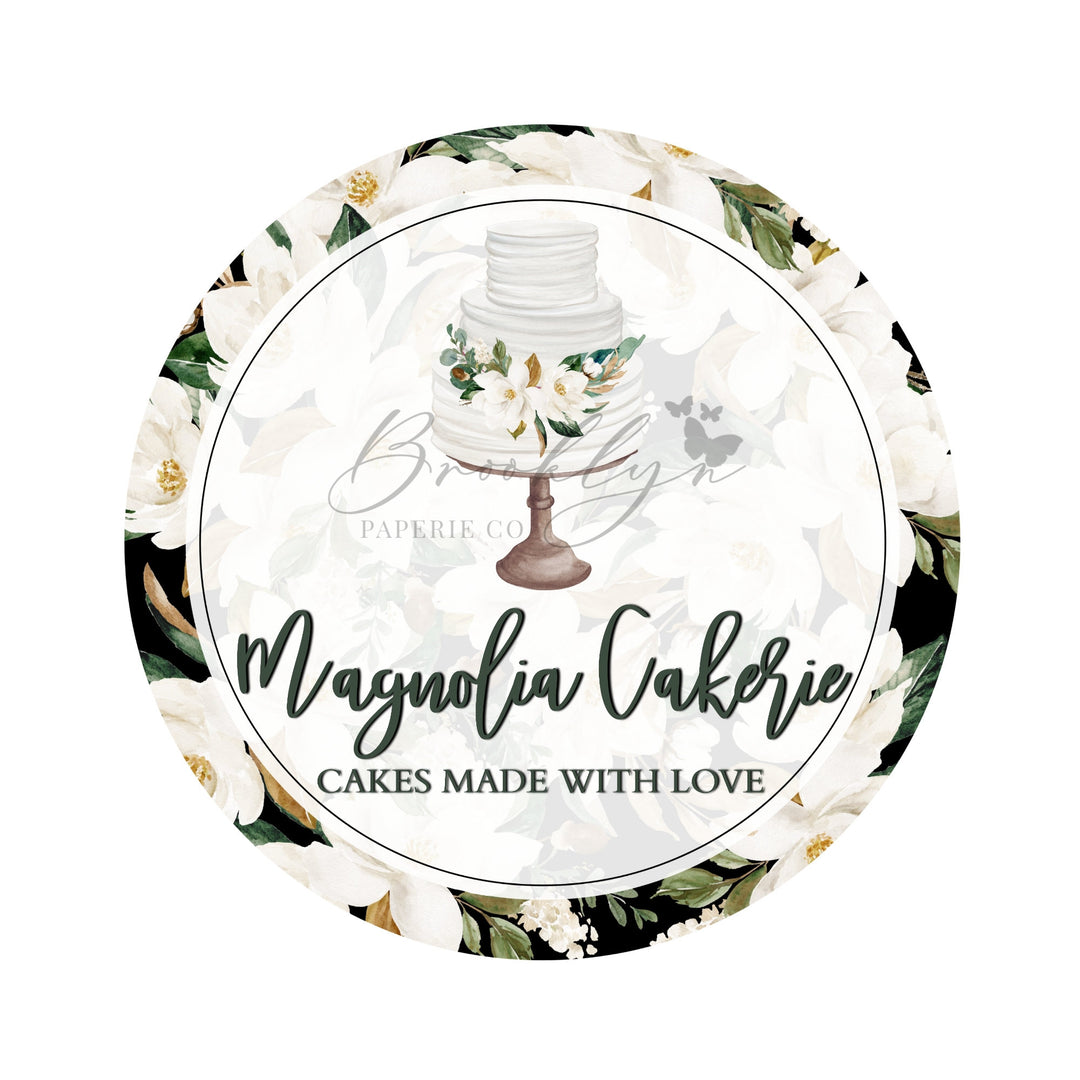 Magnolia Flower Bakery Logo - Cake Baker Business Logo - Farmhouse Cake Bakery Logo - Modern Farmhouse Bakery Logo Design - Bakery Logo