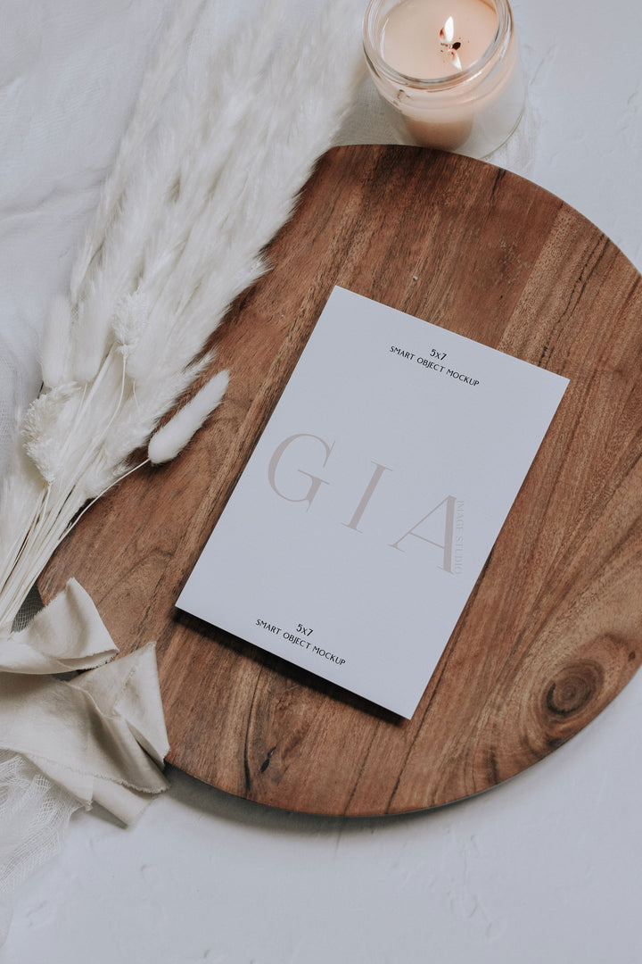 Invitation Mockup - Simple 5x7 Mockup - Pampas Grass Invitation Mockup - Wedding Invitation Mockup - Baby Shower Mockup - Blank Card Mockup