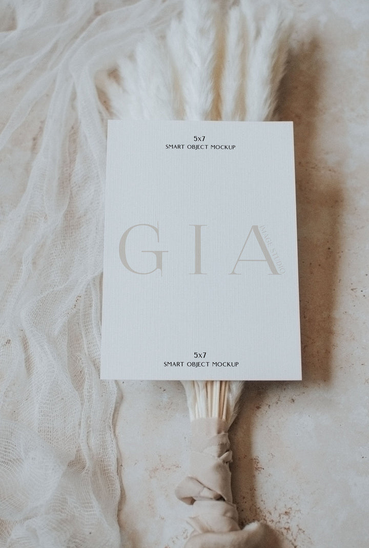 5x7 Invitation Mockup - Clean Simple Card Mockup - Simple Boho Invitation Mockup - Modern Boho Mockup - Realistic Card Mockup - Styled Mocku