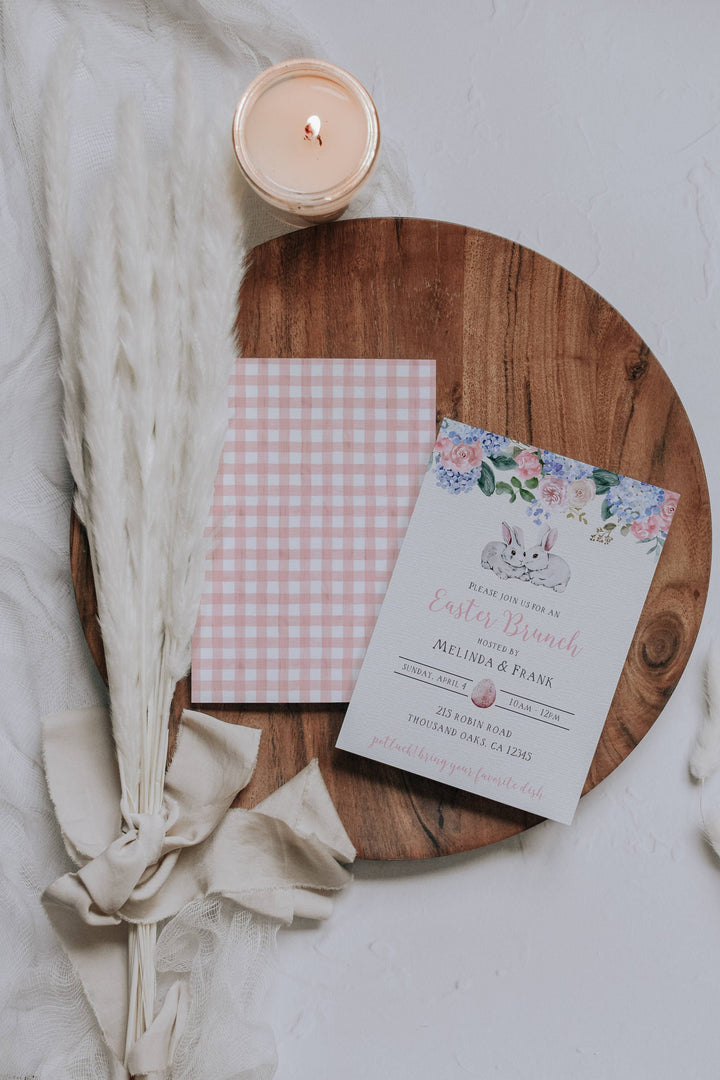 Girly Easter Brunch Invitations - Girls Brunch Invitation - Pink Easter Brunch Invitation - Girls Easter Birthday Invitation - Easter Dinner