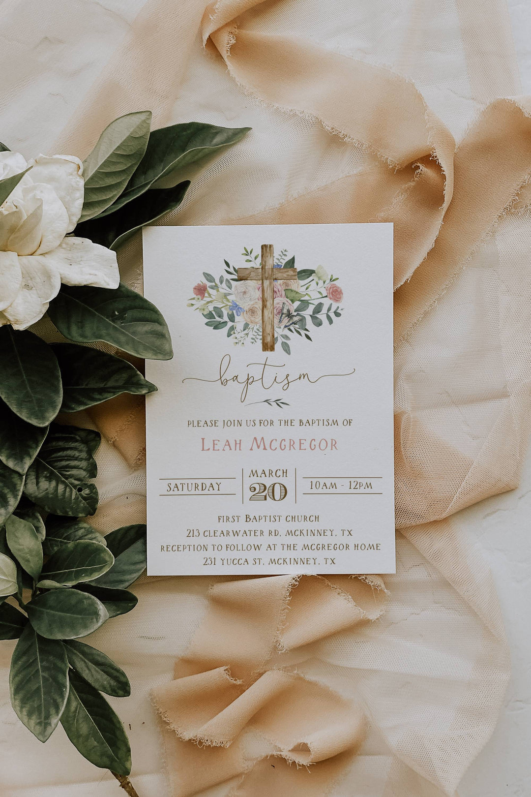 Spring Floral Baptism Invitation - Baby Dedication Invitation - Instant Download Baptism Invitation - Self Edited Baptism Invitation - Girls