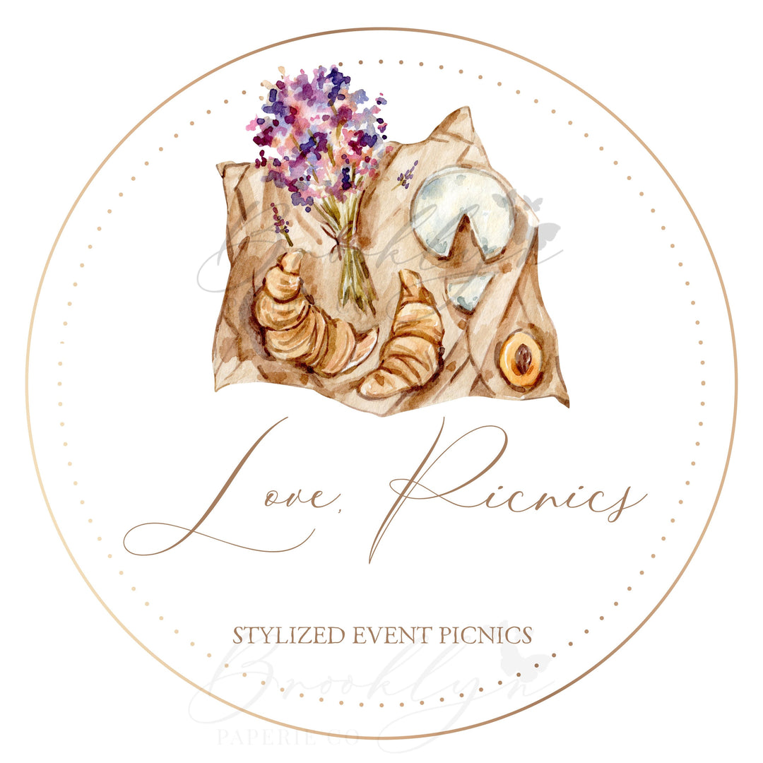 Simple Picnic Business Logo - Spring Inspired Logo - Party Planner Logo - Event Picnic Planner Logo - Styled Boho Picnic Logo - Catering