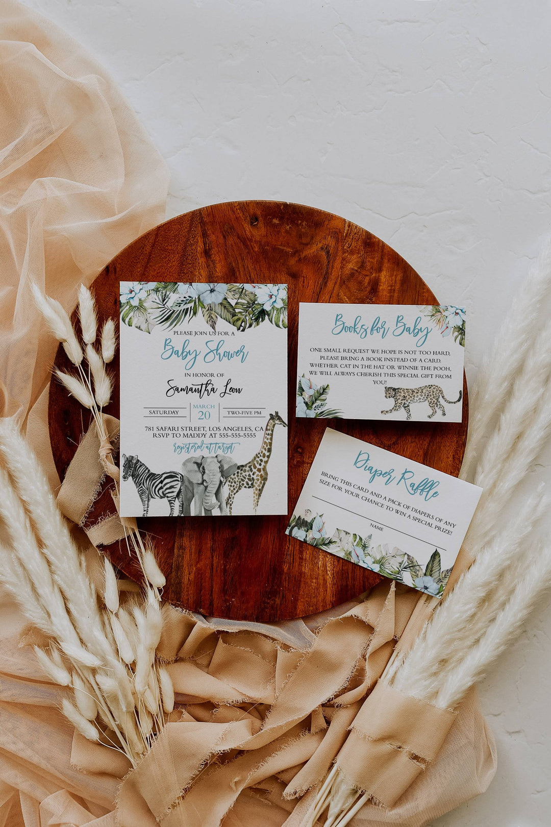 Boys Safari Baby Shower Invitation - Jungle Baby Shower Suite - Zoo Baby Shower Invitation - Baby Boy Animal Baby Shower Invitation Suite