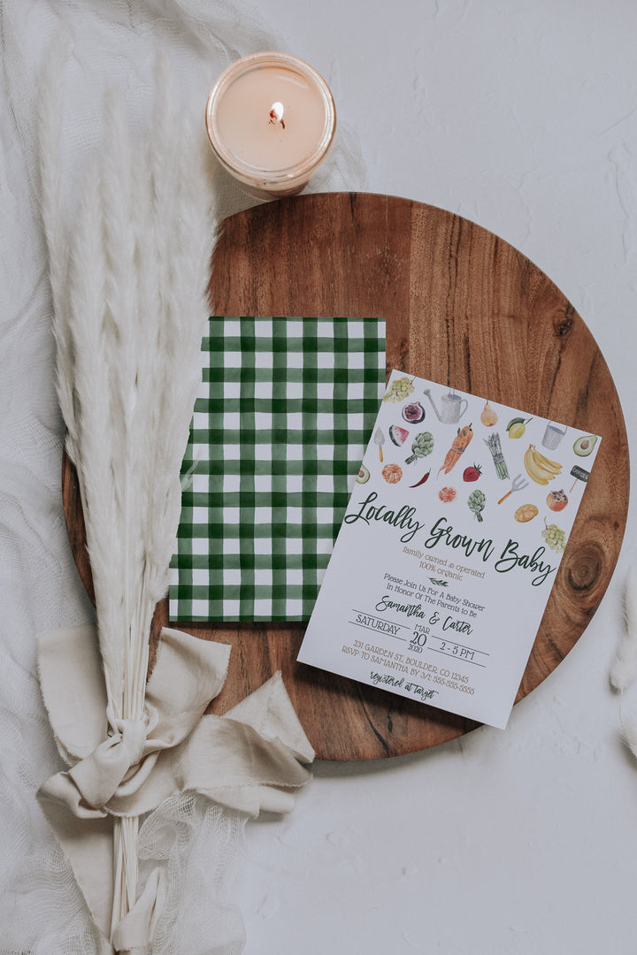 Farmers Market Baby Shower Invitation - Harvest Baby Shower Invite - Garden Baby Shower - Vegetable Baby Shower - Fruit Baby Shower Invite