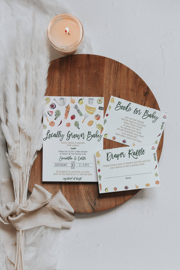 Farmers Market Baby Shower Invitation - Harvest Baby Shower Invite - Garden Baby Shower - Vegetable Baby Shower - Fruit Baby Shower Invite