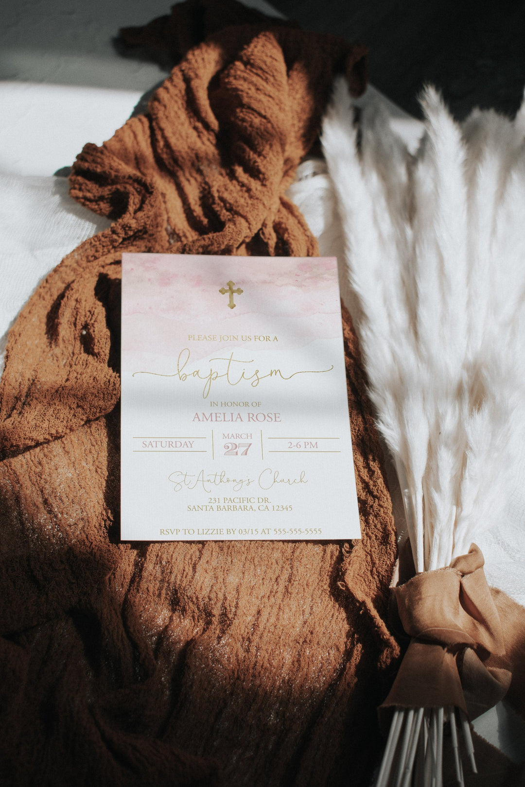 Wedding Invitation Mockup - Invitation Flatlay - Invitation Stock Photography - Boho Invitation Mockup - Baby Shower Invitation Mockup - 5x7