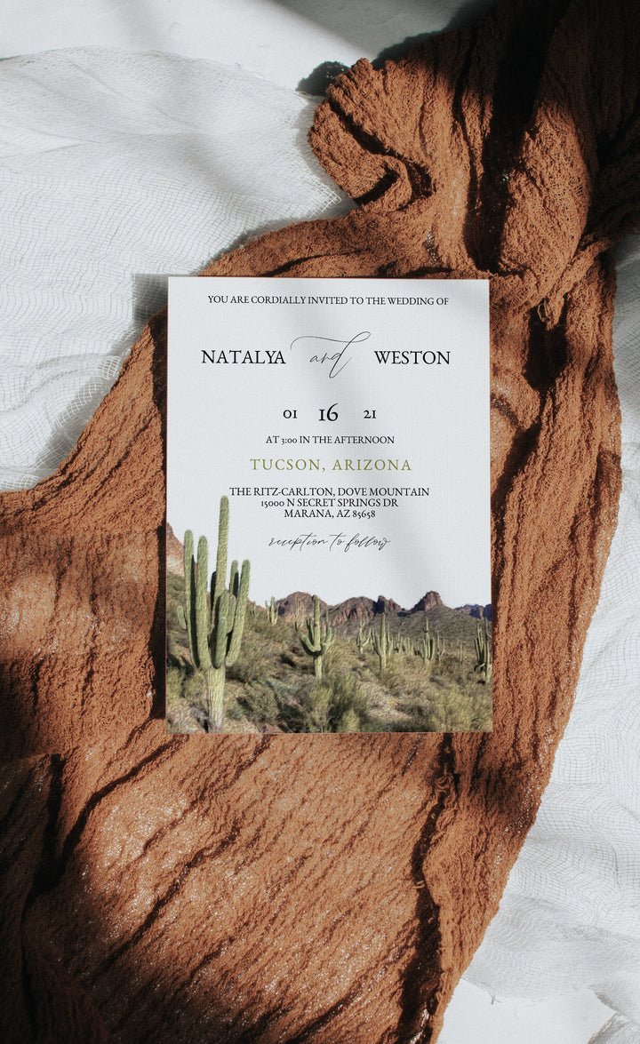 Simple Invitation Mockup - 5x7 Invitation Mockup - Burnt Orange Mockup - Flatlay Invitation - Stationary Stock Photography - Invite Mockup