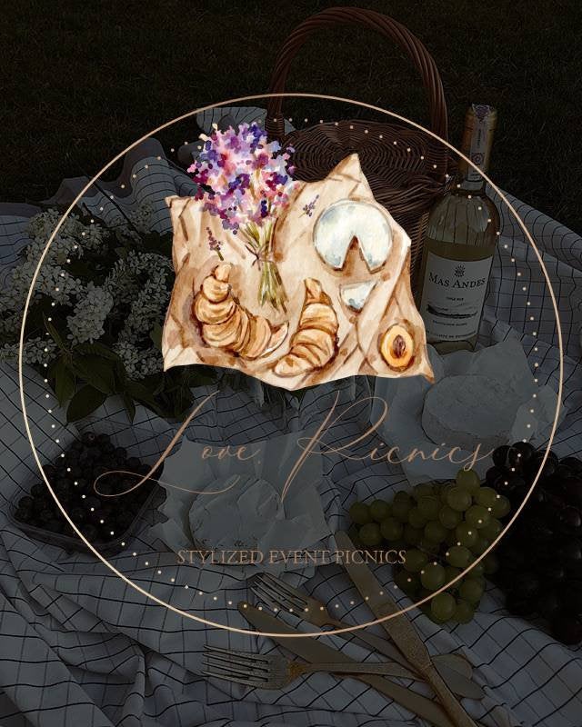 Simple Picnic Business Logo - Spring Inspired Logo - Party Planner Logo - Event Picnic Planner Logo - Styled Boho Picnic Logo - Catering