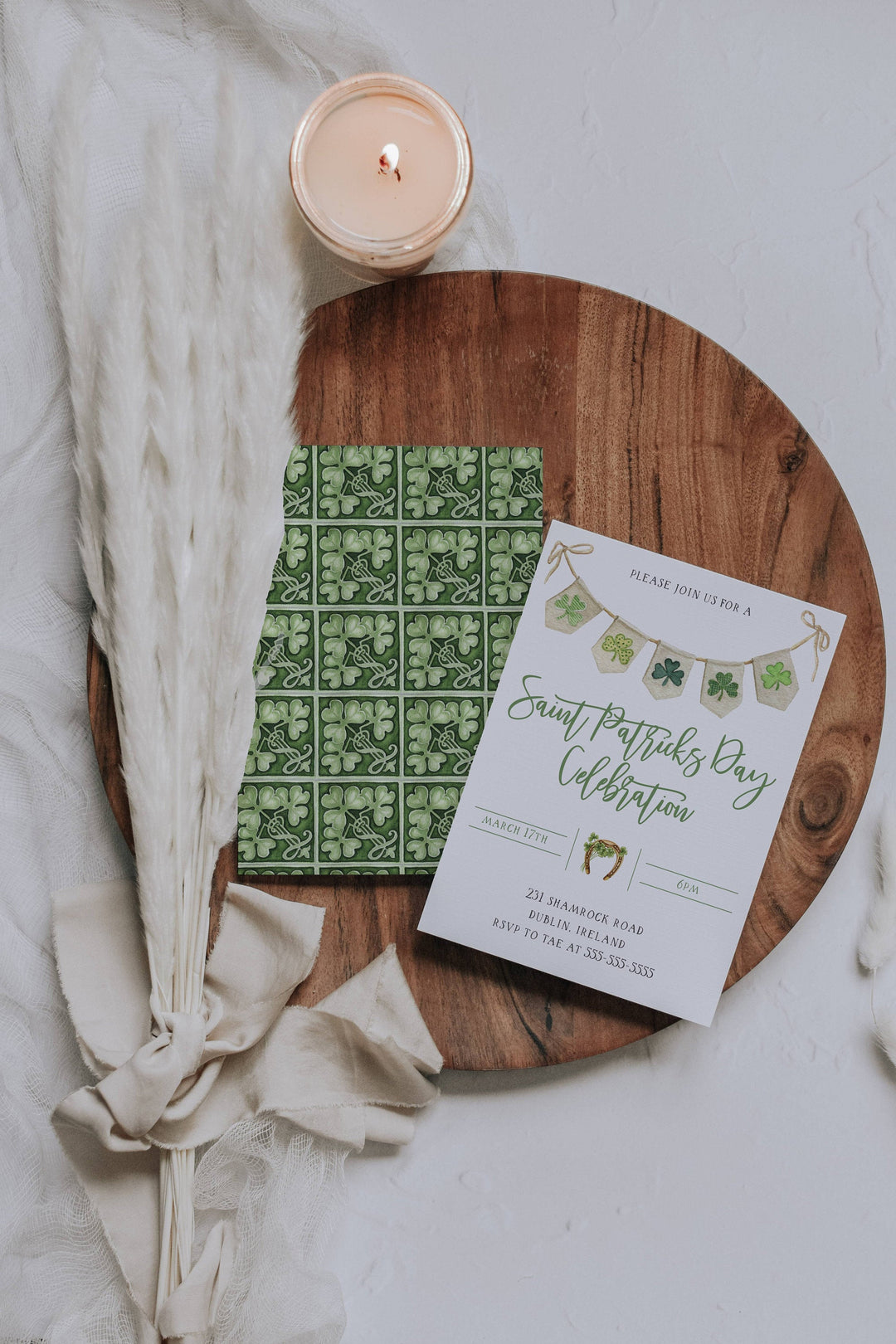 St. Patrick's Day Invitation - Saint Patrick's Day Celebration Invite - St. Patrick's Day Party Invitation - Four Leaf Clover Invitation