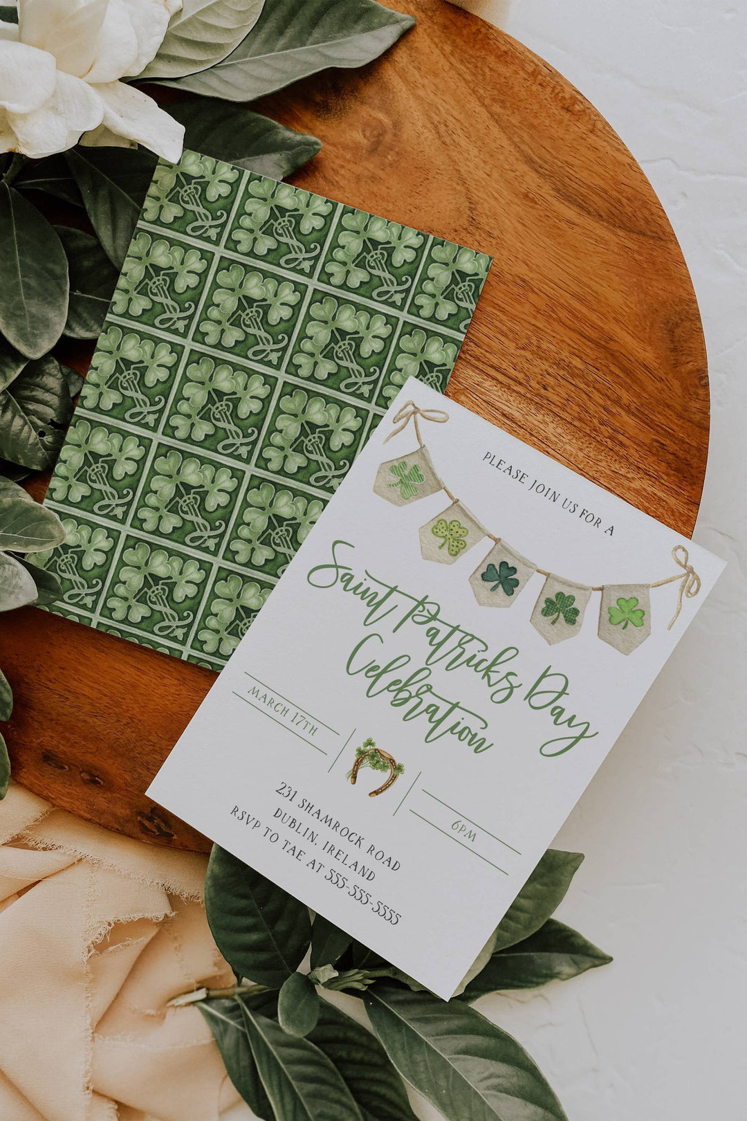 St. Patrick's Day Invitation - Saint Patrick's Day Celebration Invite - St. Patrick's Day Party Invitation - Four Leaf Clover Invitation