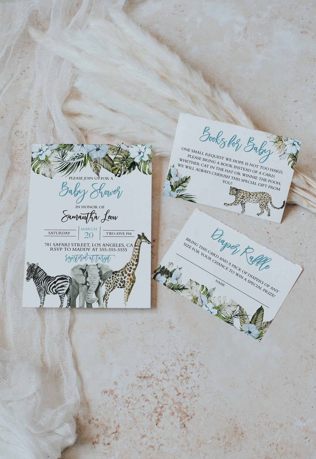 Boys Safari Baby Shower Invitation - Jungle Baby Shower Suite - Zoo Baby Shower Invitation - Baby Boy Animal Baby Shower Invitation Suite