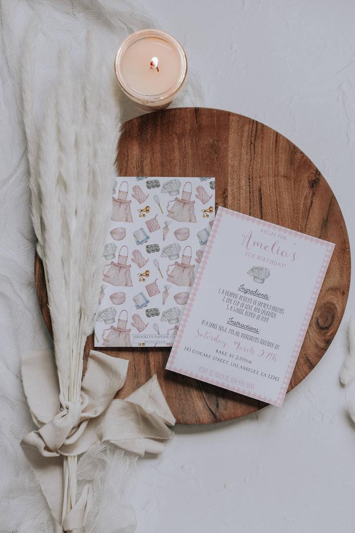 Baking Party Invitation - Baking Birthday Theme Invite - Cake Decorating Party Invite - Cupcake Birthday Invitation - Bakery Birthday Invite