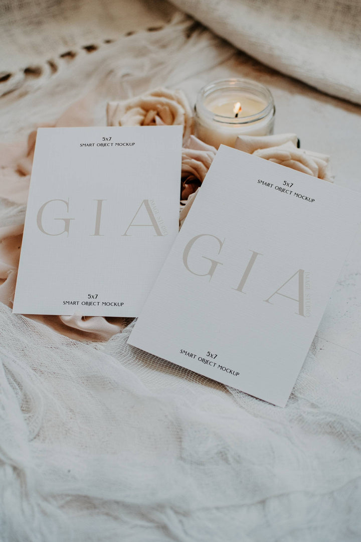 Double 5x7 Mockup - Double Sided Invitation Mockup - Double Invitation Mockup - Wedding Invitation Mockup - Back Side Invitation Mockup - A4