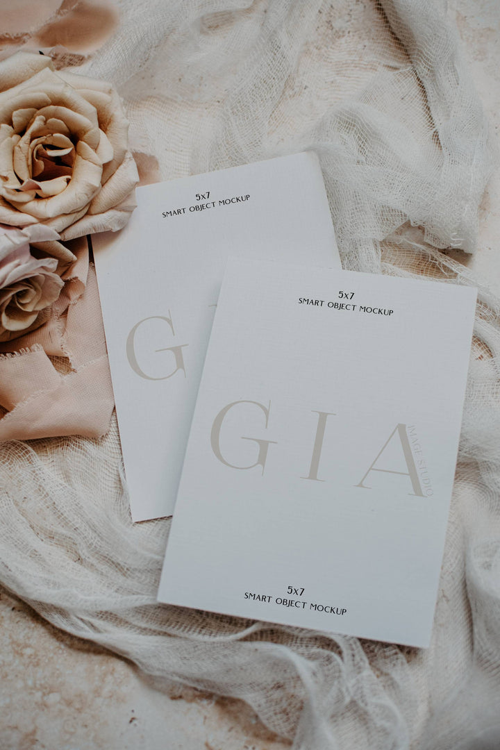 Double Sided 5x7 Mockup - Neutral Boho Mockup - Wedding Invitation Mockup - Boho Invitation 5x7 Mockup - Modern Boho Invite Mockup - Boho A4