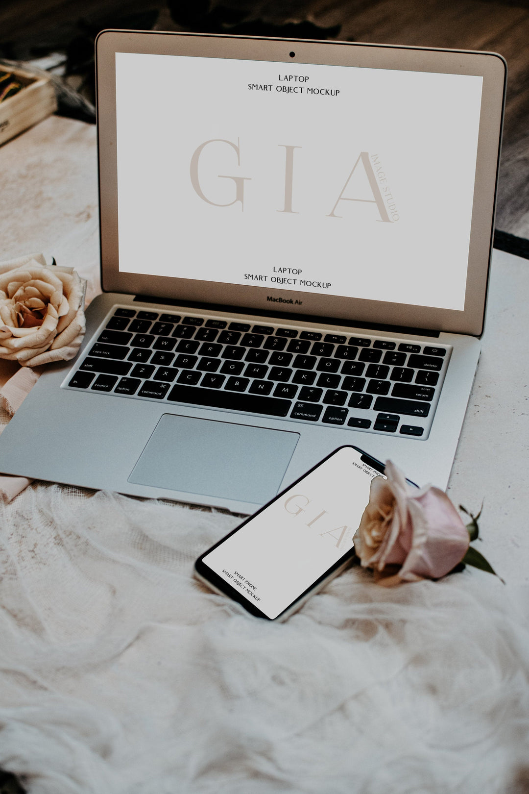 Laptop Smart Phone Mockup - Social Media Mockup - Laptop Screen Mockup - iPhone Screen Mockup - Technology Mockup - Computer Mockup - A4