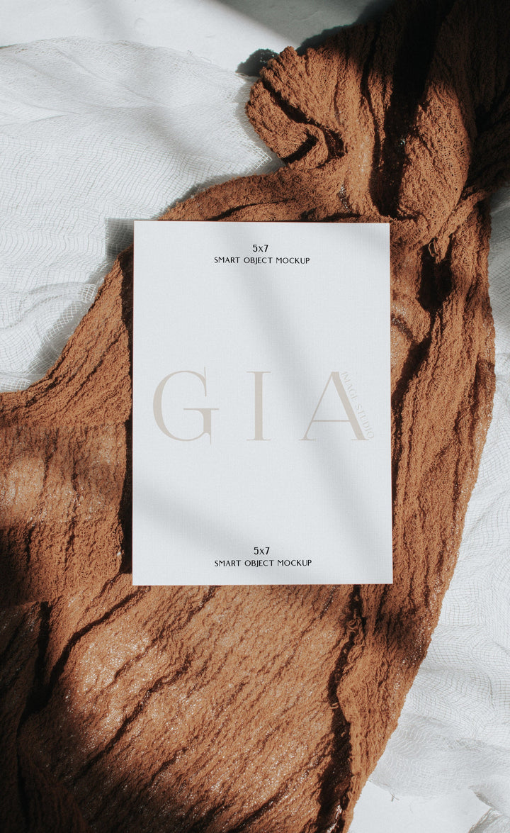 Simple Invitation Mockup - 5x7 Invitation Mockup - Burnt Orange Mockup - Flatlay Invitation - Stationary Stock Photography - Invite Mockup