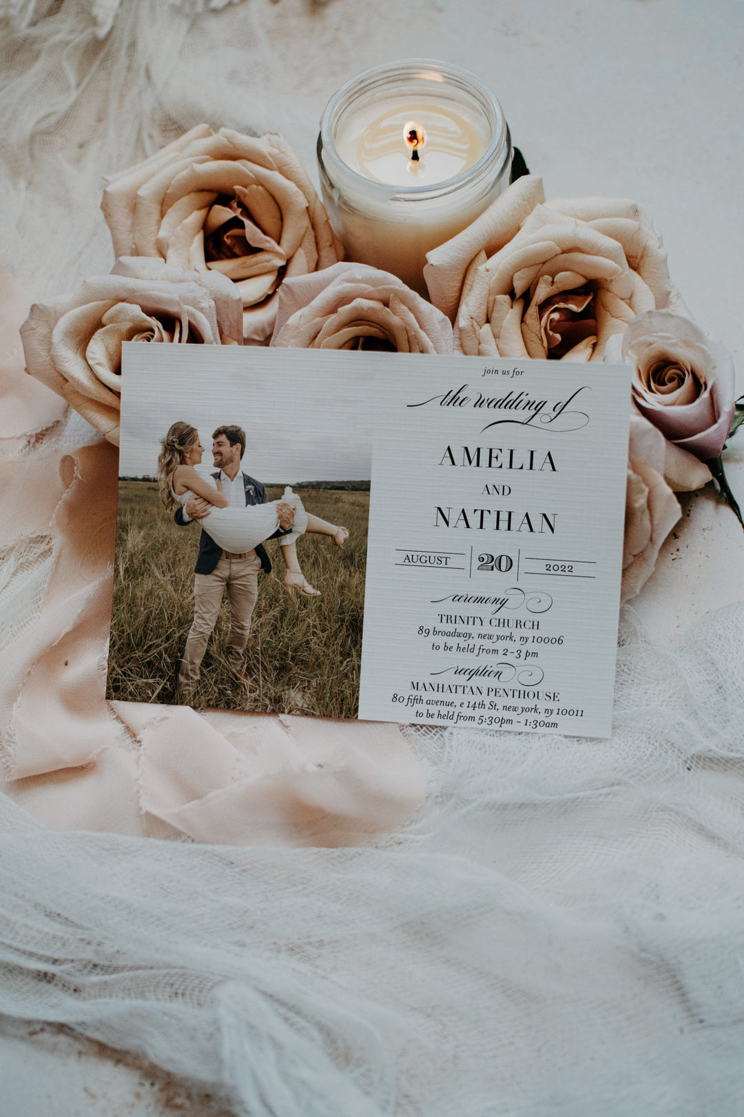 Church Wedding Invitation - Wedding Invitation with Picture - Classic Wedding Invitation - Simple Wedding Invite - Elegant Wedding Invite
