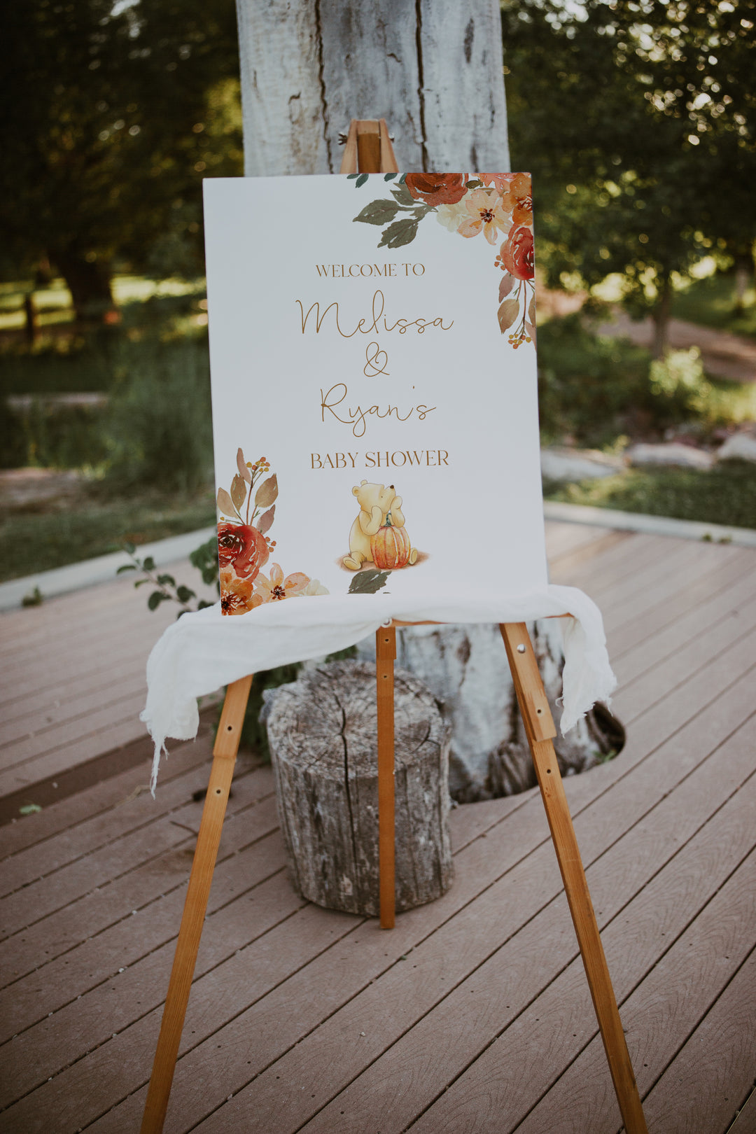 Fall Baby Shower Welcome Sign - Winnie The Pooh Welcome Sign - Fall Pooh Welcome Sign - Baby Shower Signage - Pooh Bear Party Welcome Sign