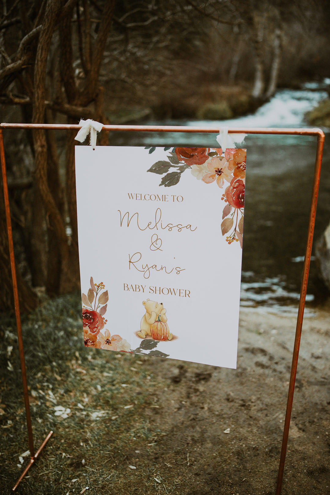 Fall Baby Shower Welcome Sign - Winnie The Pooh Welcome Sign - Fall Pooh Welcome Sign - Baby Shower Signage - Pooh Bear Party Welcome Sign
