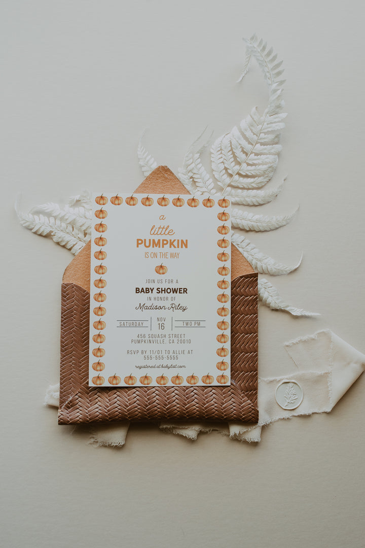 A Little Pumpkin Is On The Way Invitation - Fall Baby Shower Invitation - Pumpkin Baby Shower Invitation - Fall Gender Reveal Invitation