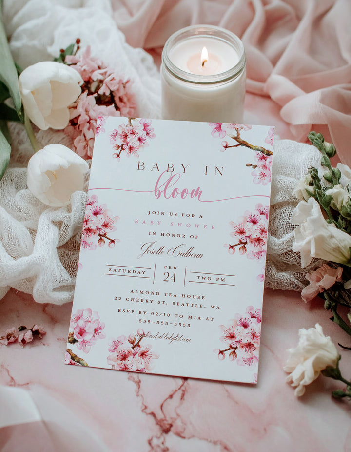 Cherry Blossom Baby Shower Invitation - Baby in Bloom Baby Shower Invite - Pink Cherry Blossom Invitation - Cherry Blossom Baby in Bloom