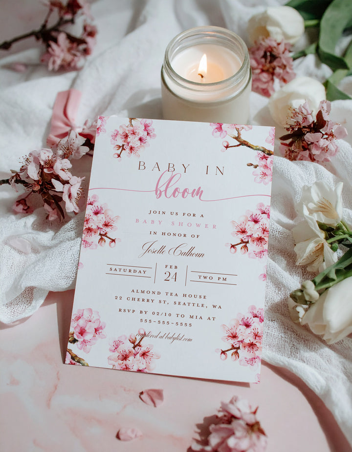 Cherry Blossom Baby Shower Invitation - Baby in Bloom Baby Shower Invite - Pink Cherry Blossom Invitation - Cherry Blossom Baby in Bloom