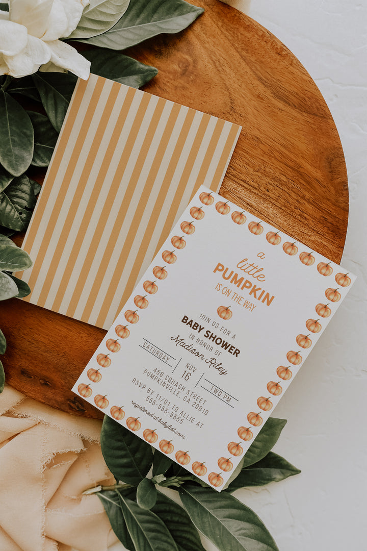 A Little Pumpkin Is On The Way Invitation - Fall Baby Shower Invitation - Pumpkin Baby Shower Invitation - Fall Gender Reveal Invitation