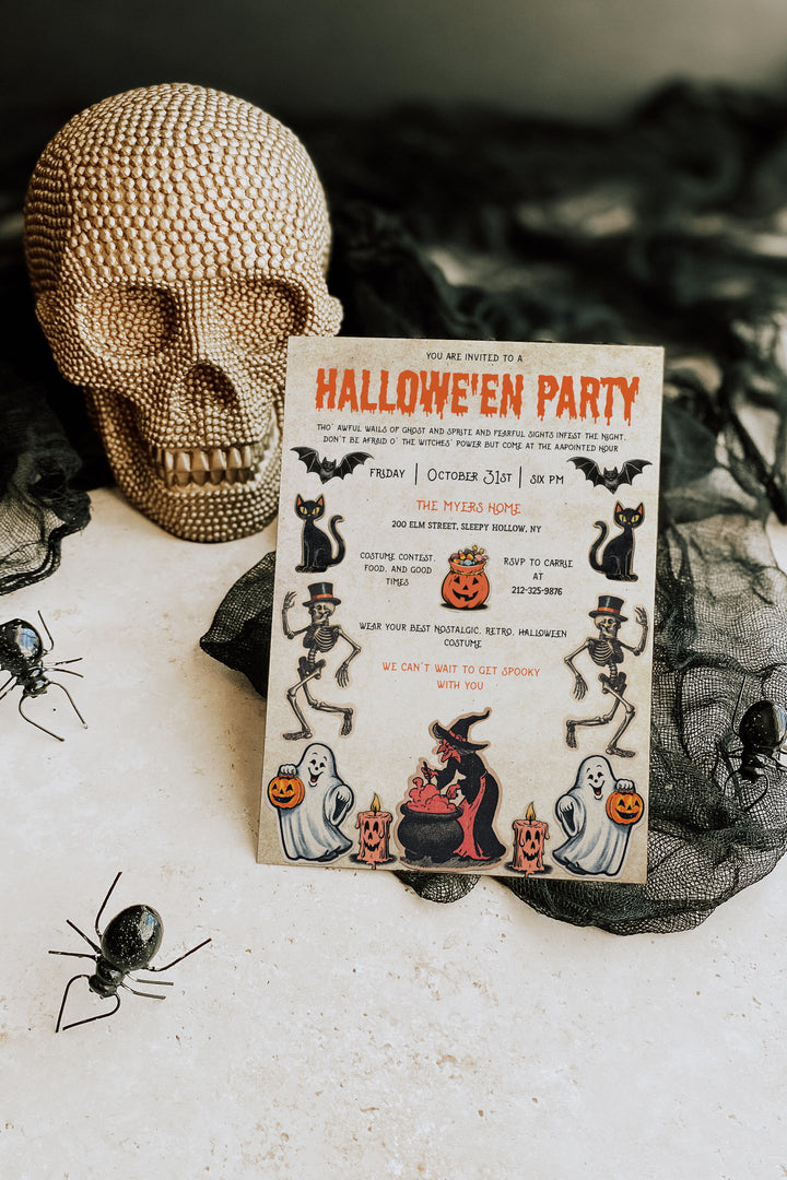 Nostalgic Halloween Party Invitation - Retro Halloween Invite - Vintage Halloween Invitation - 90s Halloween Invitation - 80s Halloween Vibe
