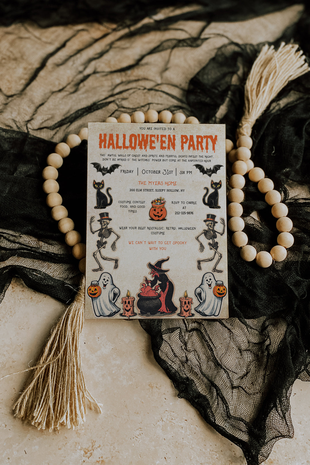 Nostalgic Halloween Party Invitation - Retro Halloween Invite - Vintage Halloween Invitation - 90s Halloween Invitation - 80s Halloween Vibe