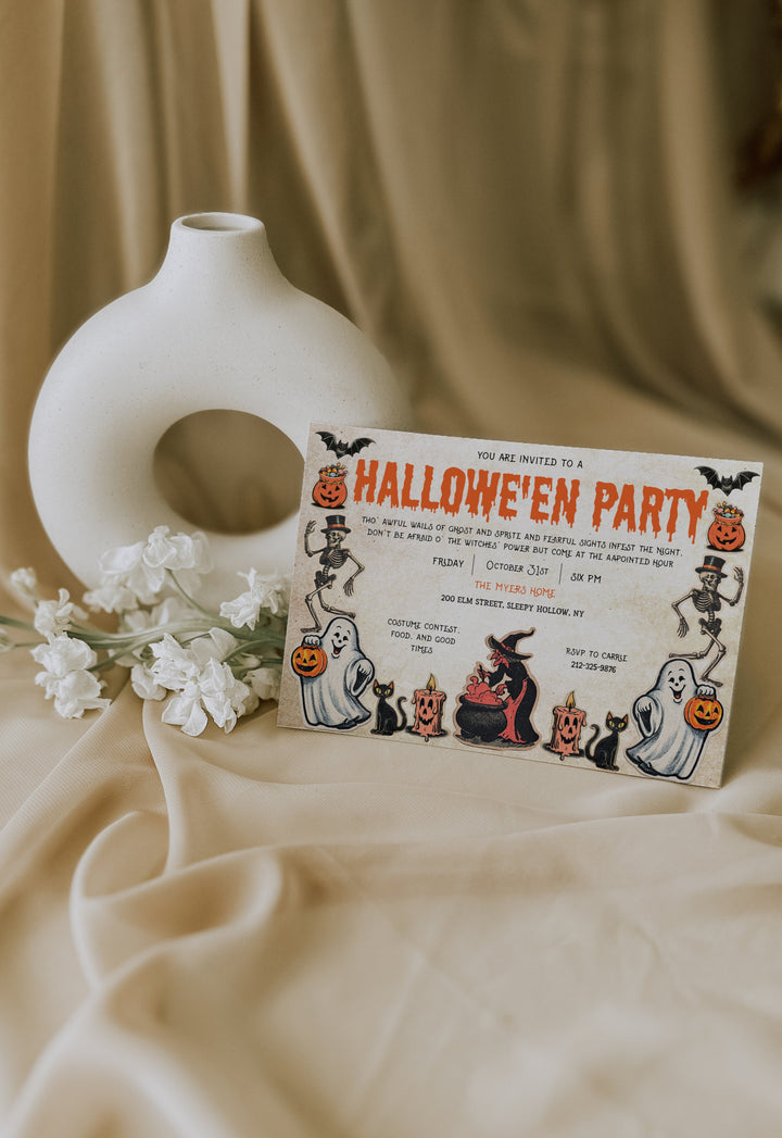 Vintage Halloween Invitation - Retro Halloween Party Invitation - 90s Halloween Party Invitation - Nostalgic Halloween Party Invitation