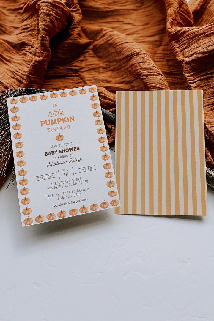 A Little Pumpkin Is On The Way Invitation - Fall Baby Shower Invitation - Pumpkin Baby Shower Invitation - Fall Gender Reveal Invitation