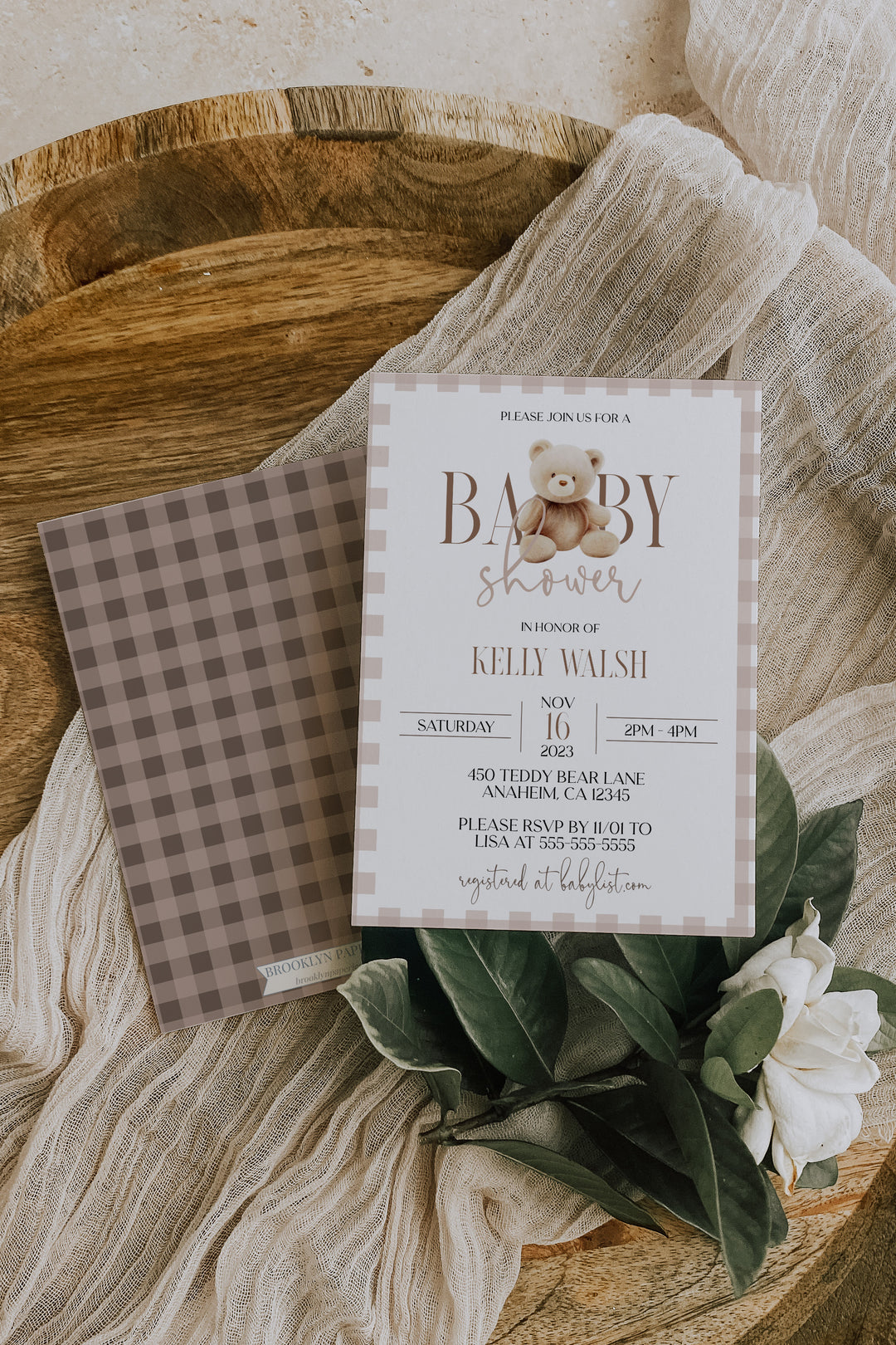 Teddy Bear Baby Shower Invitation - Ralph Lauren Inspired Baby Shower Invitation - Neutral Bear Baby Shower Invitation - Luxury Teddy Bear