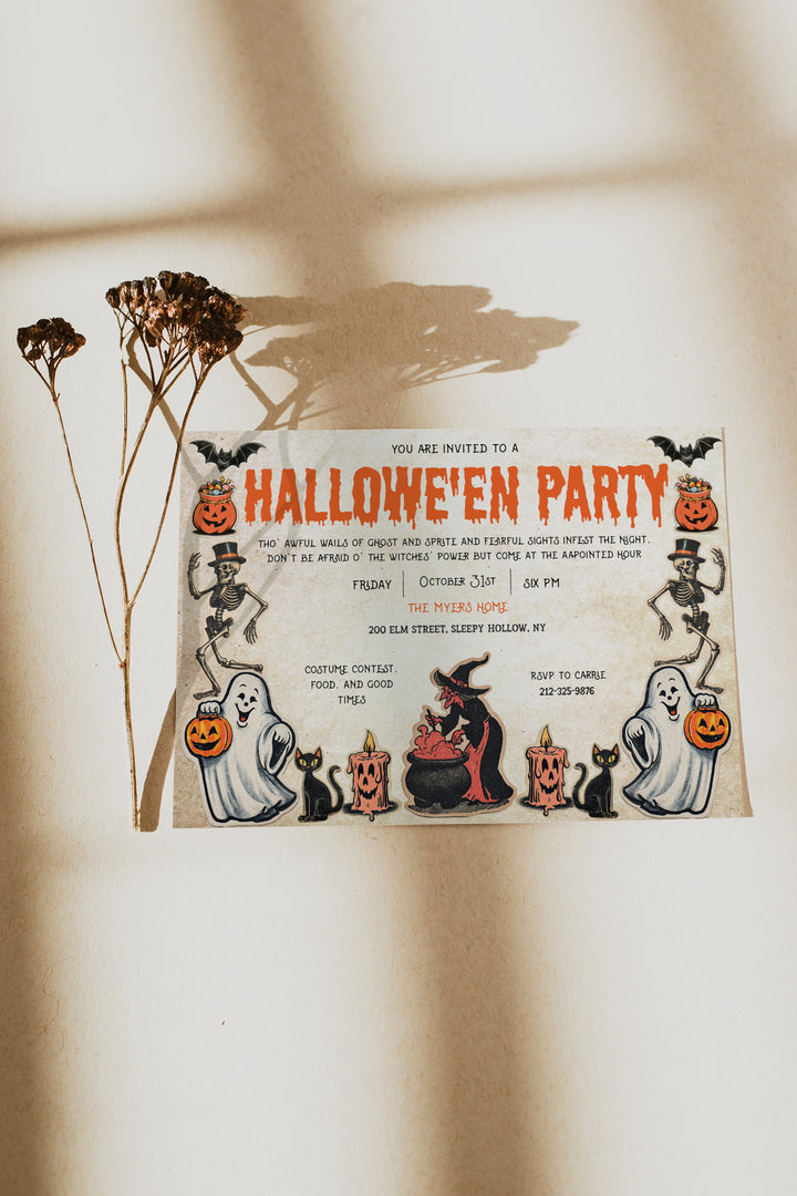 Vintage Halloween Invitation - Retro Halloween Party Invitation - 90s Halloween Party Invitation - Nostalgic Halloween Party Invitation