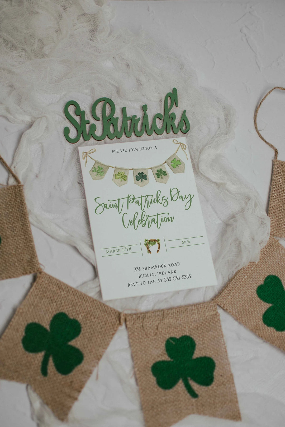 Saint Patrick's Day Invitation Mockup - Irish Party Invitation Mockup - Shamrocks Inivtation Mockup - St. Patricks Mockup - Boho St Patricks