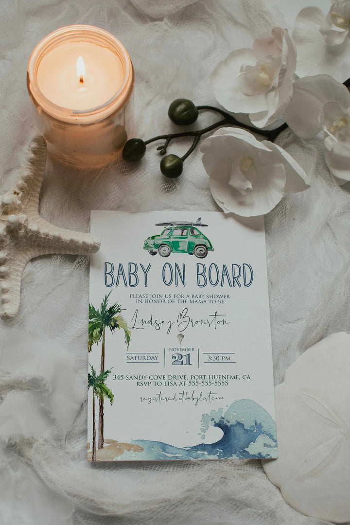 Ocean Theme Mockup - Beach Theme Mockup - Nautical Mockup - Wedding Card Mockup - Baby Shower Invitation Mockup - Seashell Invitation Mockup